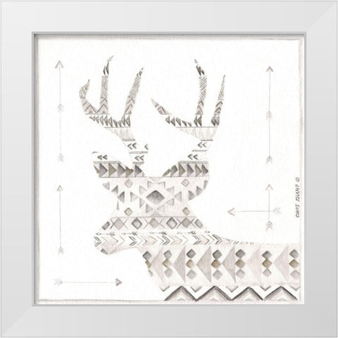 Patterned Deer White Modern Wood Framed Art Print by Shamp, Cindy