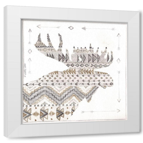 Patterned Moose White Modern Wood Framed Art Print by Shamp, Cindy