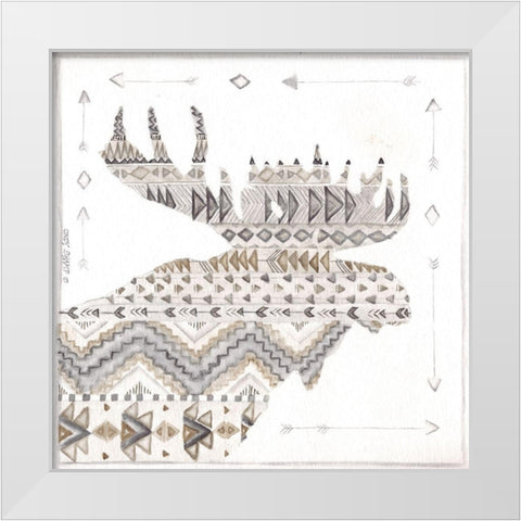 Patterned Moose White Modern Wood Framed Art Print by Shamp, Cindy