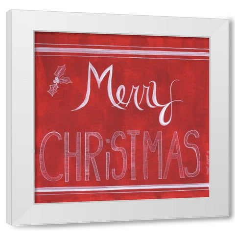 Red Merry Christmas White Modern Wood Framed Art Print by Shamp, Cindy