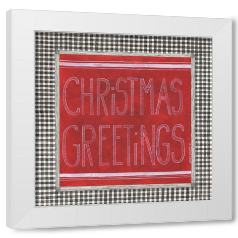 Christmas Greetings White Modern Wood Framed Art Print by Shamp, Cindy