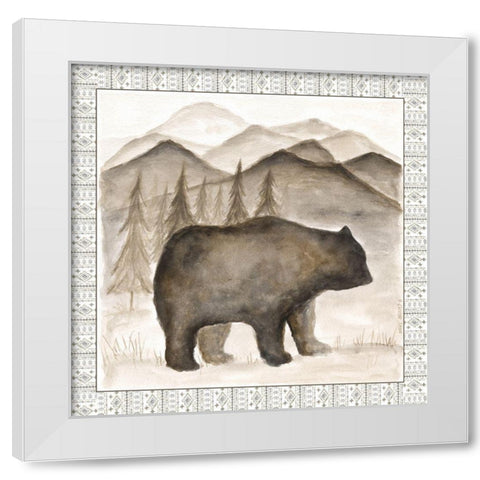 Bear w/ Border White Modern Wood Framed Art Print by Shamp, Cindy