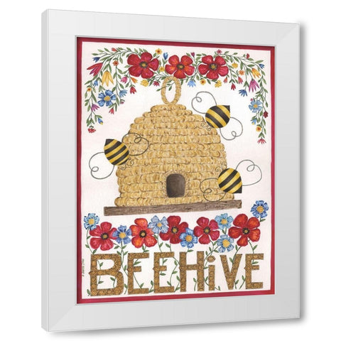 Beehive White Modern Wood Framed Art Print by Shamp, Cindy