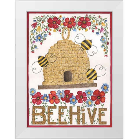 Beehive White Modern Wood Framed Art Print by Shamp, Cindy