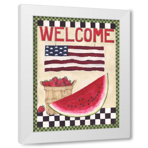 Welcome Watermelon White Modern Wood Framed Art Print by Shamp, Cindy
