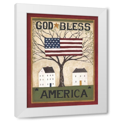 God Bless America White Modern Wood Framed Art Print by Shamp, Cindy