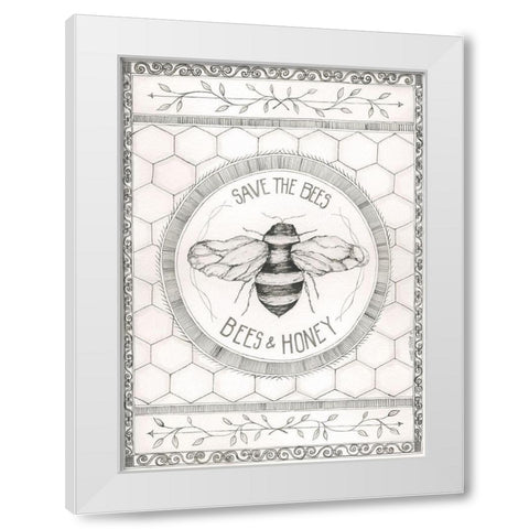 Save the Bees White Modern Wood Framed Art Print by Shamp, Cindy