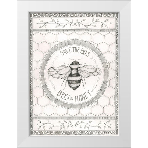 Save the Bees White Modern Wood Framed Art Print by Shamp, Cindy