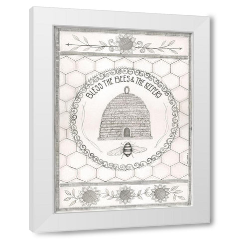 Bless the Bees White Modern Wood Framed Art Print by Shamp, Cindy