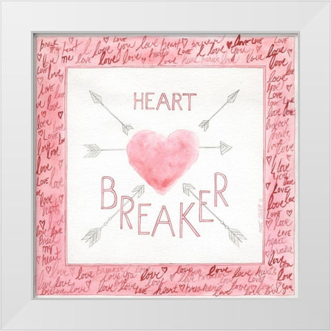 Heart Breaker White Modern Wood Framed Art Print by Shamp, Cindy