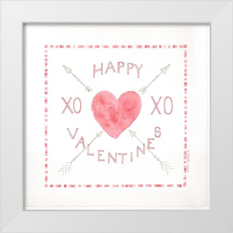 Happy Valentines White Modern Wood Framed Art Print by Shamp, Cindy