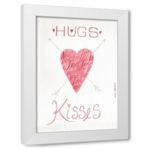 Hugs Kisses White Modern Wood Framed Art Print by Shamp, Cindy