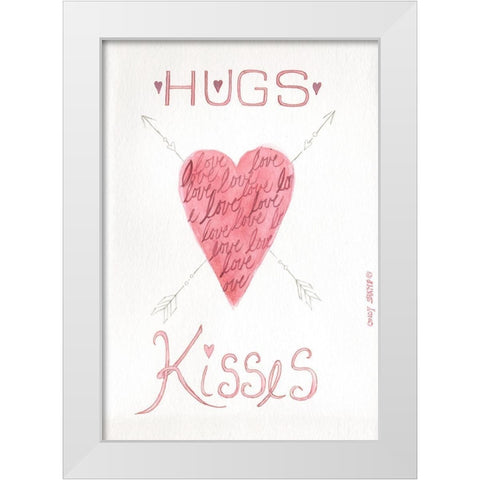 Hugs Kisses White Modern Wood Framed Art Print by Shamp, Cindy