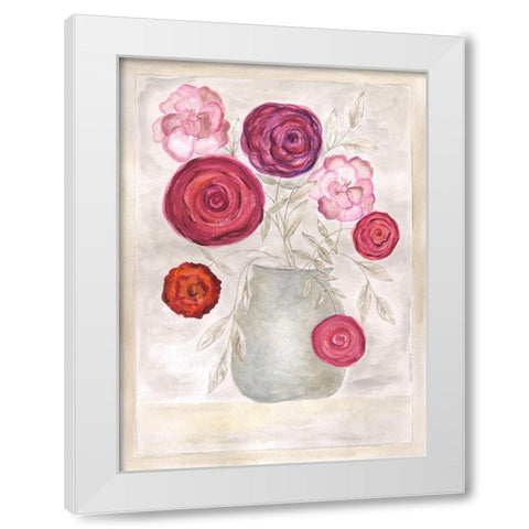 Pink Floral I White Modern Wood Framed Art Print by Shamp, Cindy