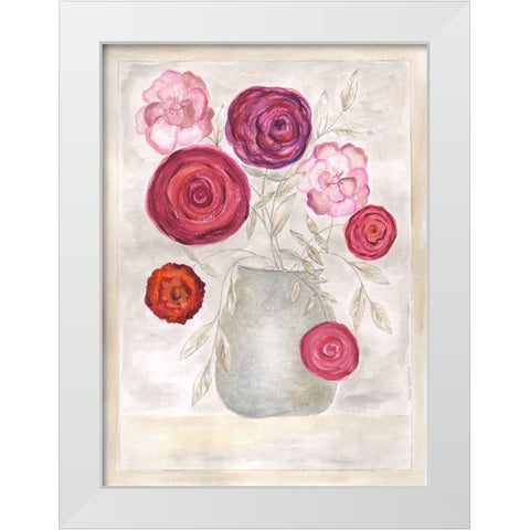 Pink Floral I White Modern Wood Framed Art Print by Shamp, Cindy