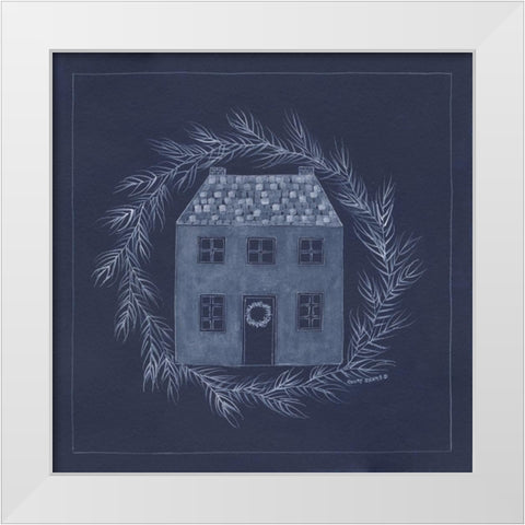 Blue House White Modern Wood Framed Art Print by Shamp, Cindy