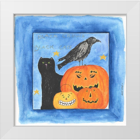 Black Crows, Black Cats White Modern Wood Framed Art Print by Shamp, Cindy