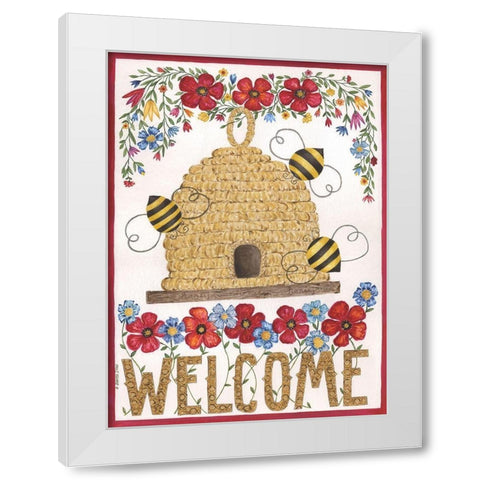 Welcome Beehive White Modern Wood Framed Art Print by Shamp, Cindy
