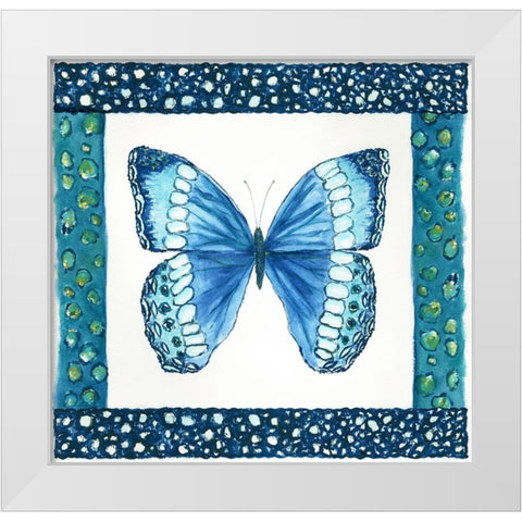 Butterfly with Border II White Modern Wood Framed Art Print by Shamp, Cindy
