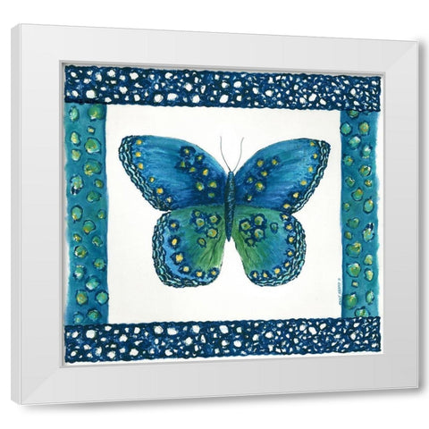 Butterfly with Border III White Modern Wood Framed Art Print by Shamp, Cindy