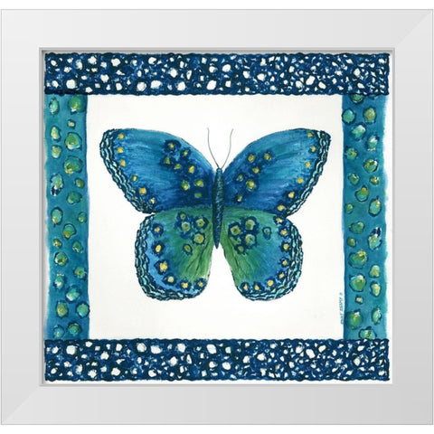 Butterfly with Border III White Modern Wood Framed Art Print by Shamp, Cindy