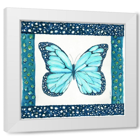 Butterfly with Border IV White Modern Wood Framed Art Print by Shamp, Cindy