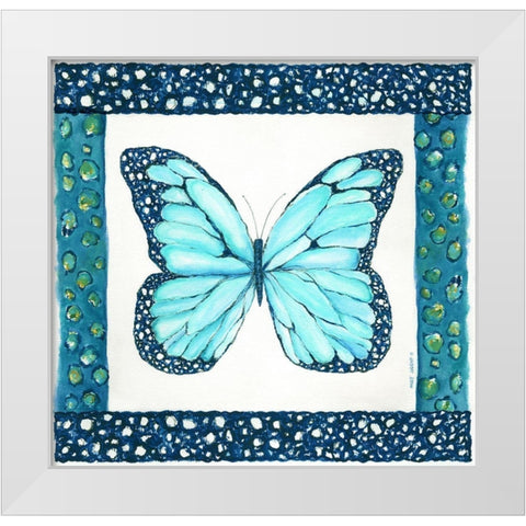 Butterfly with Border IV White Modern Wood Framed Art Print by Shamp, Cindy