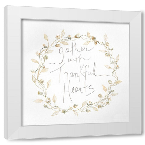 Thankful Hearts White Modern Wood Framed Art Print by Shamp, Cindy