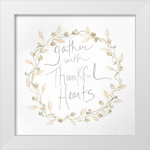 Thankful Hearts White Modern Wood Framed Art Print by Shamp, Cindy
