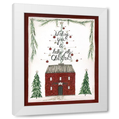 Holly Jolly Christmas White Modern Wood Framed Art Print by Shamp, Cindy