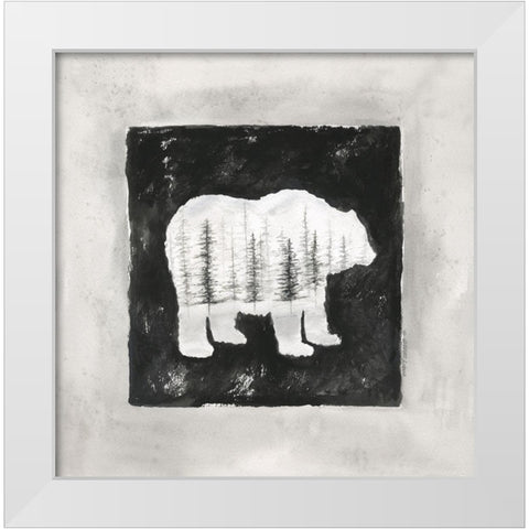 Bear Silhouette II White Modern Wood Framed Art Print by Shamp, Cindy