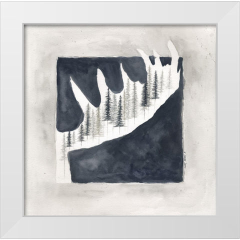Moose Antler White Modern Wood Framed Art Print by Shamp, Cindy