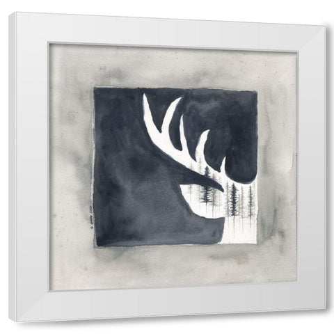 Buck Antler White Modern Wood Framed Art Print by Shamp, Cindy