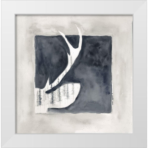 Buck Antler II White Modern Wood Framed Art Print by Shamp, Cindy