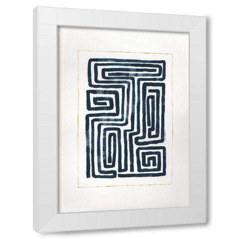 Blue Maze White Modern Wood Framed Art Print by Shamp, Cindy