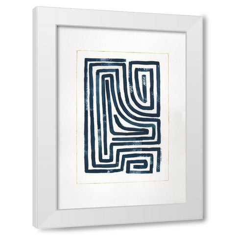 Blue Maze III White Modern Wood Framed Art Print by Shamp, Cindy