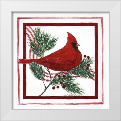 Christmas Cardinal White Modern Wood Framed Art Print by Shamp, Cindy