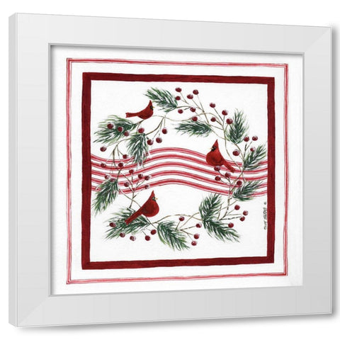 Christmas Cardinal VI White Modern Wood Framed Art Print by Shamp, Cindy