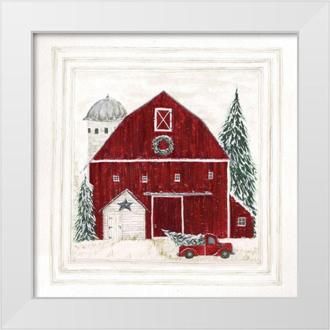 Christmas at the Farm White Modern Wood Framed Art Print by Shamp, Cindy
