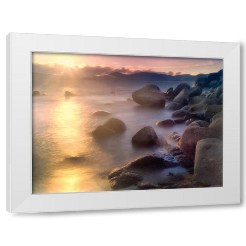 Rocks and Water White Modern Wood Framed Art Print by Frates, Dennis