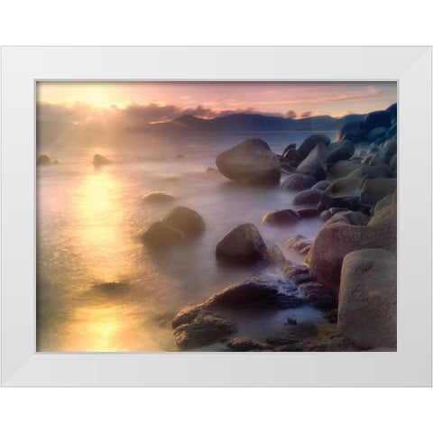 Rocks and Water White Modern Wood Framed Art Print by Frates, Dennis