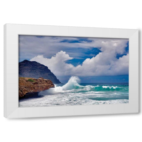 Wave Hello White Modern Wood Framed Art Print by Frates, Dennis