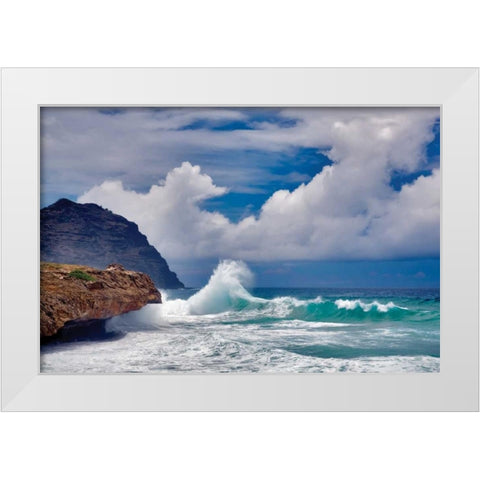 Wave Hello White Modern Wood Framed Art Print by Frates, Dennis