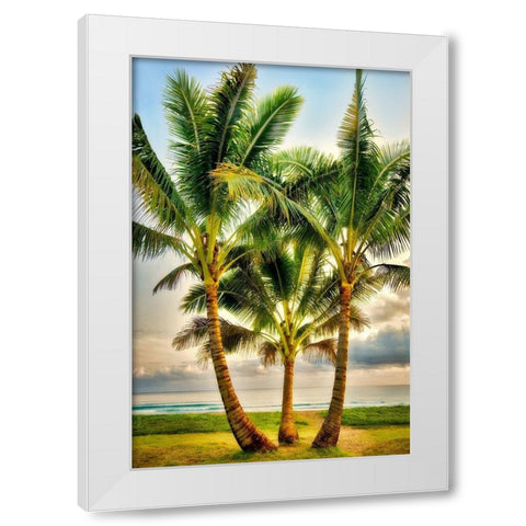 Triple Palm White Modern Wood Framed Art Print by Frates, Dennis