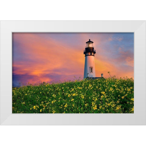 Lighthouse White Modern Wood Framed Art Print by Frates, Dennis