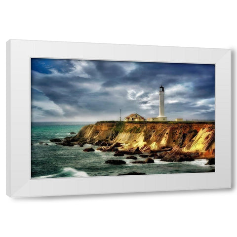 Coastline Lighthouse White Modern Wood Framed Art Print by Frates, Dennis