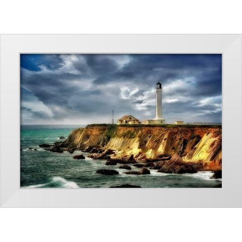 Coastline Lighthouse White Modern Wood Framed Art Print by Frates, Dennis