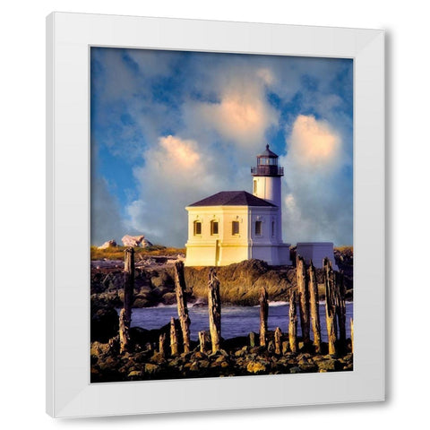 Classic Lighthouse White Modern Wood Framed Art Print by Frates, Dennis