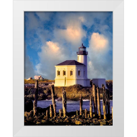 Classic Lighthouse White Modern Wood Framed Art Print by Frates, Dennis