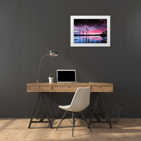 Purple Skies White Modern Wood Framed Art Print by Frates, Dennis